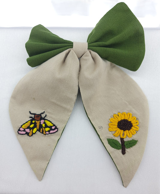 Butterfly and Sunflower Hairbow