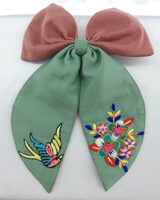 Bird and Flower Hairbow