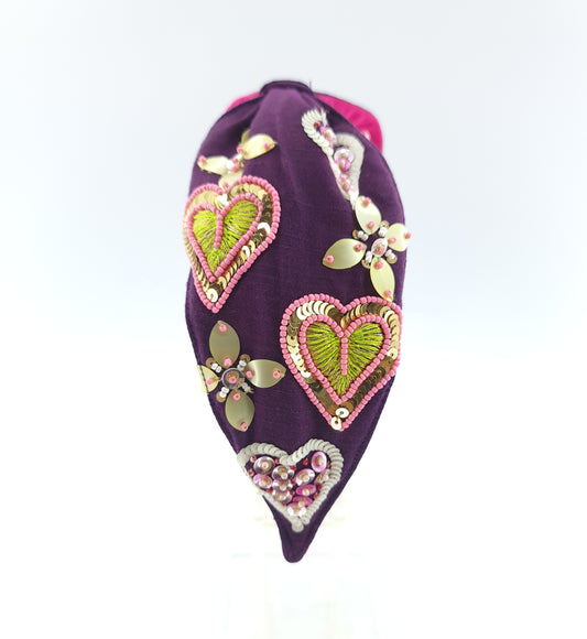 Heart and Flower Knotted Headband