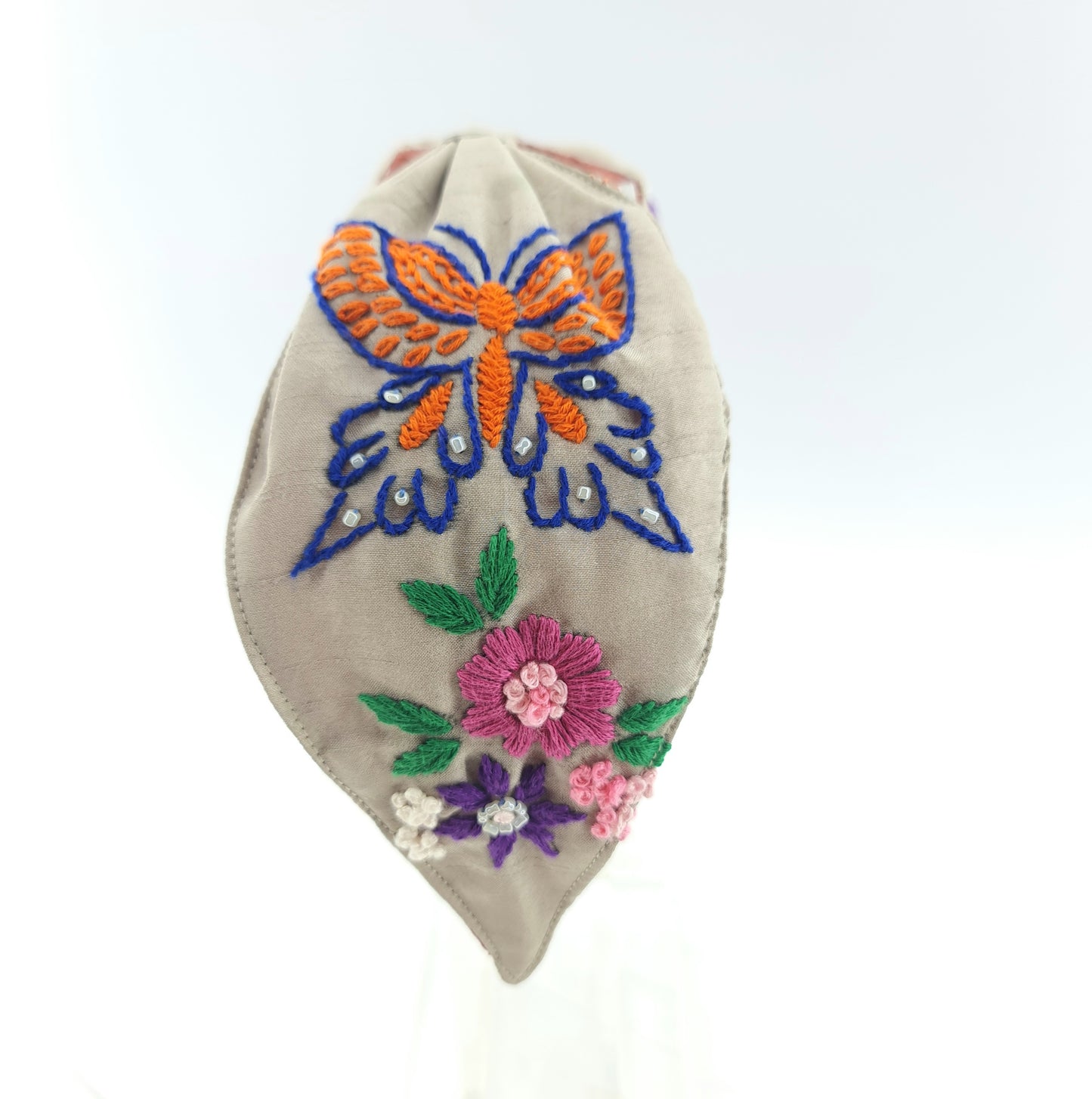 Colorful Flowers and Butterfly Knotted Headband