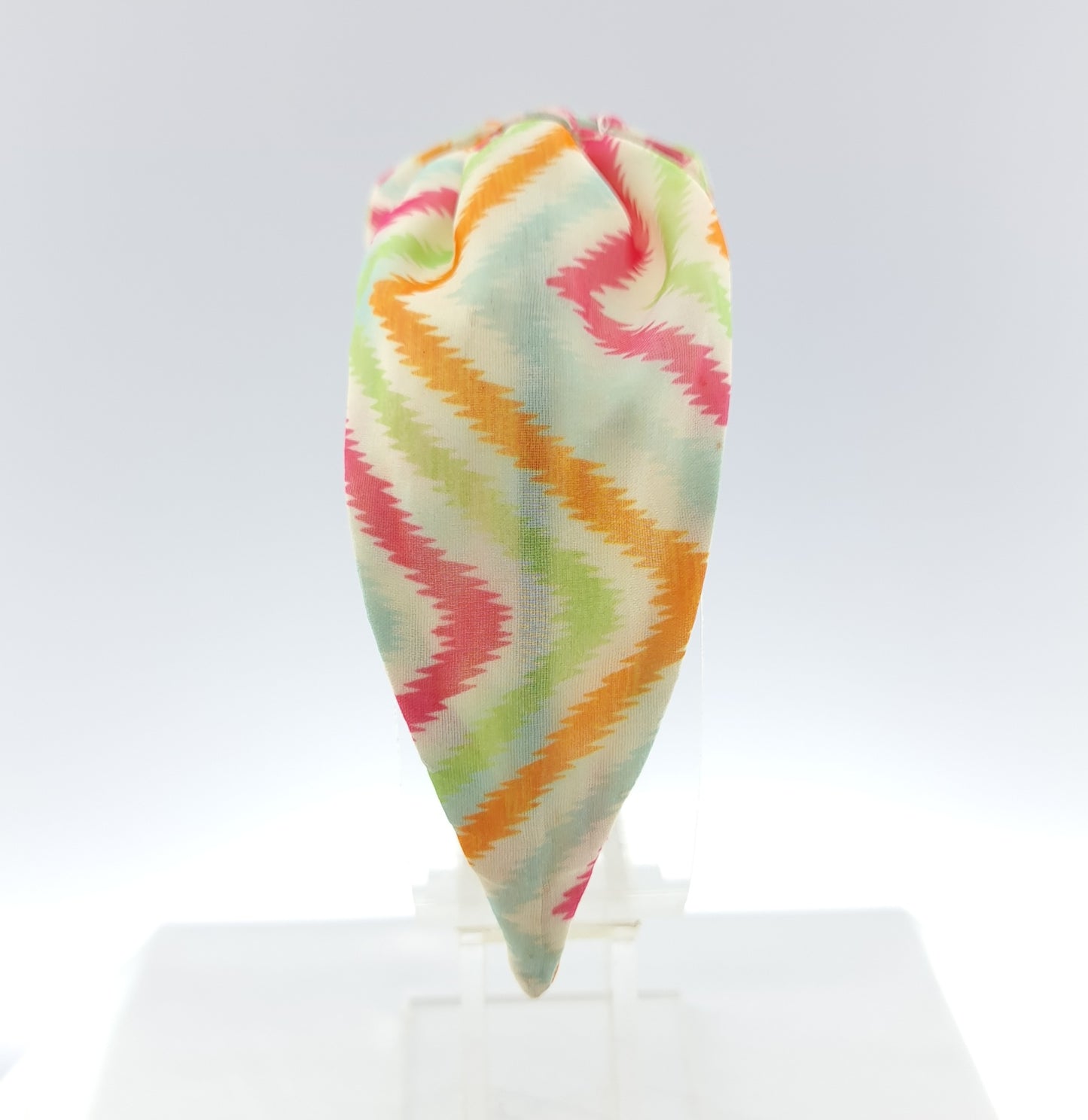 Printed Lime Green with Zig Zag Stripes Knotted Headband