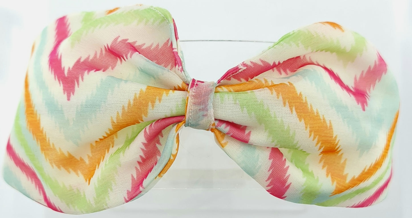 Printed Lime Green with Zig Zag Stripes Knotted Headband